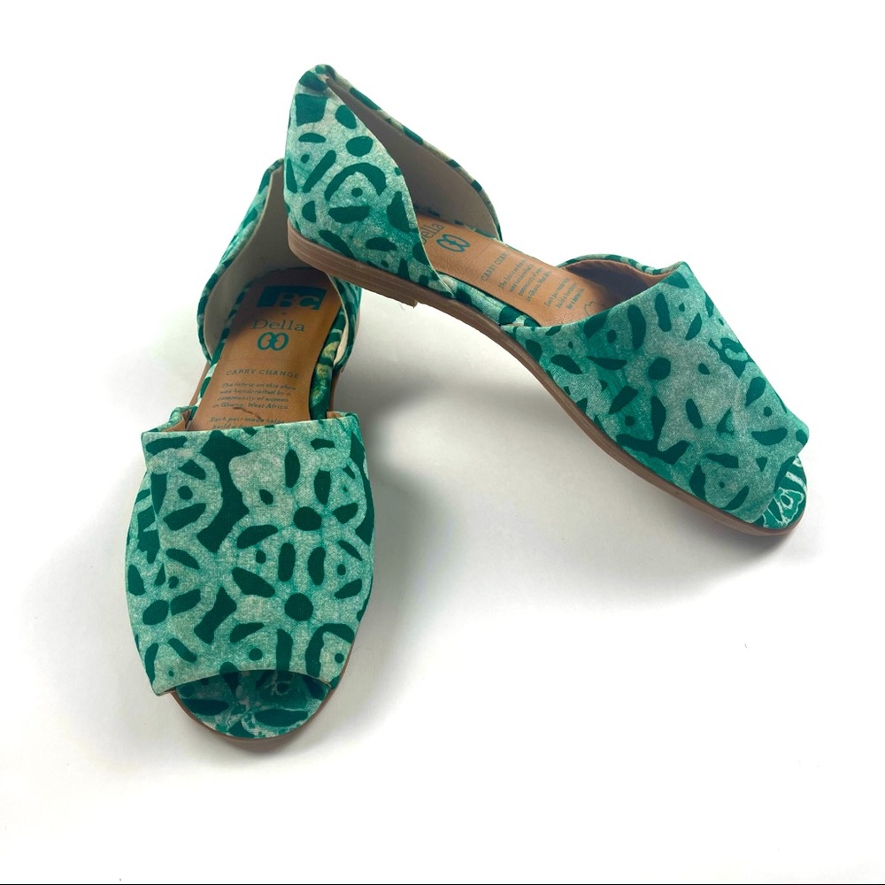 Della green slide on open toe shoes